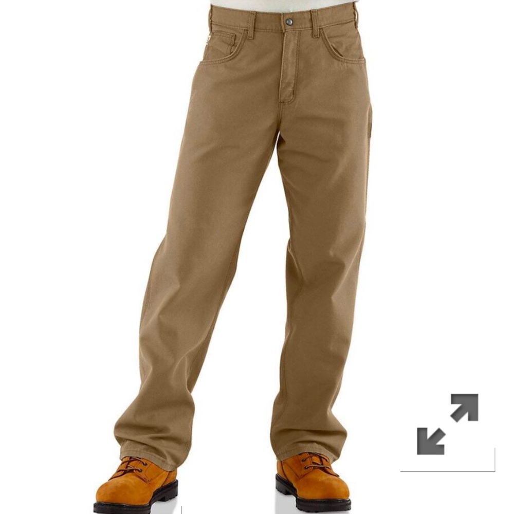 Carhartt Flame-Resistant Midweight Canvas Pants Loose Fit Mens 34x32 Khaki